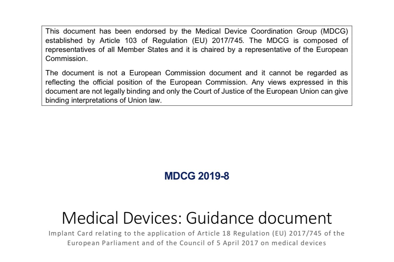 Guidance on Implant Card